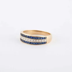 Bague Jonc saphirs, diamants