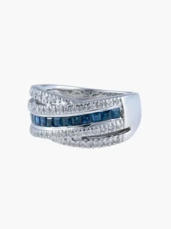 Bague Jonc Saphirs Diamants