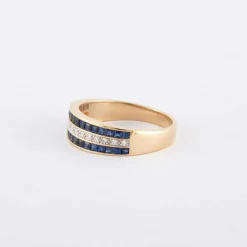 Bague Jonc saphirs, diamants