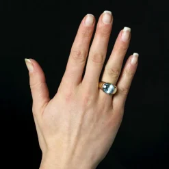 Bague jonc topaze et or jaune