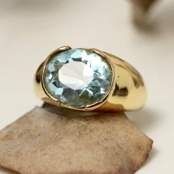 Bague jonc topaze et or jaune