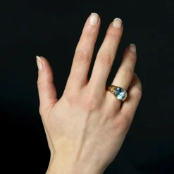 Bague jonc topaze et or jaune