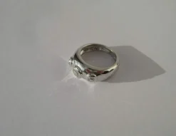 Bague jonc trilogie diamants or blanc