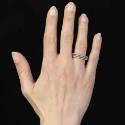 Bague jonc triple rang diamants