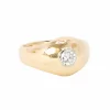 Bague jonc vintage or jaune diamant rond 0,5 carat