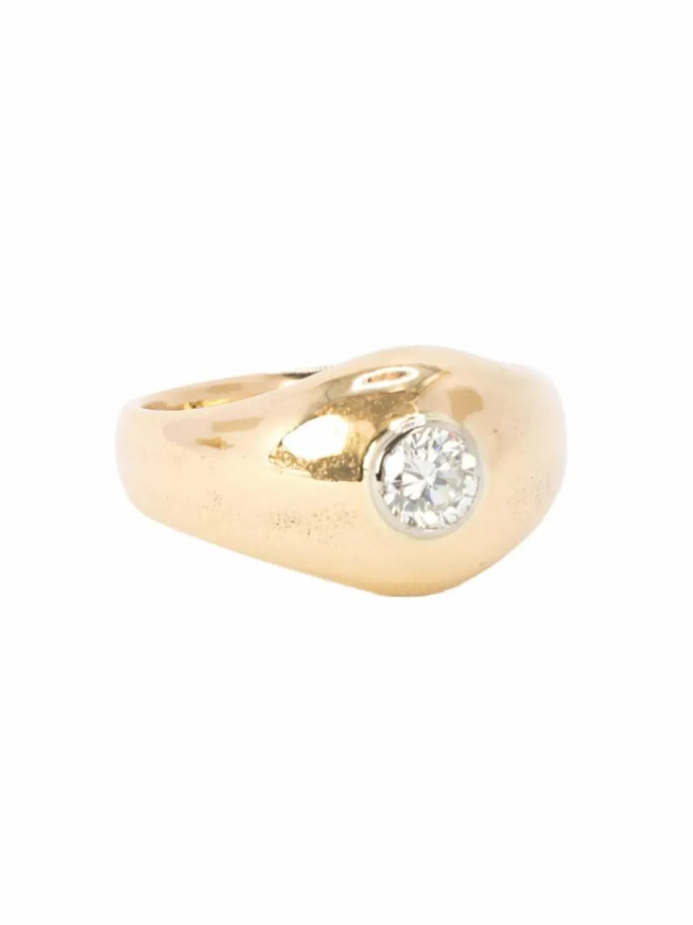Bague jonc vintage or jaune diamant rond 0,5 carat