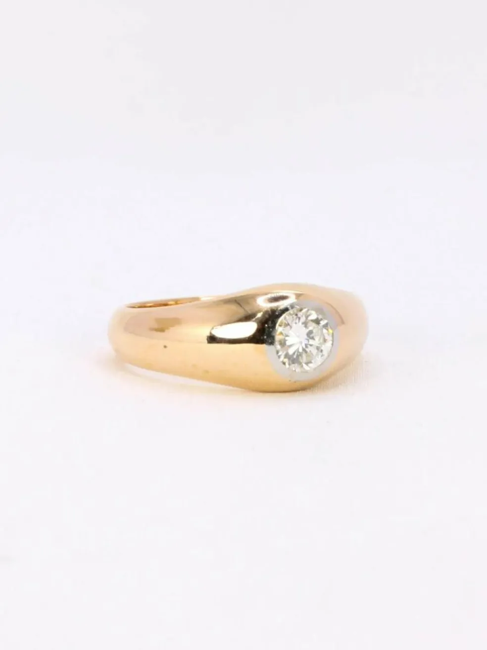 Bague jonc vintage or jaune diamant