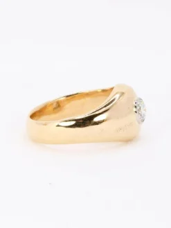 Bague jonc vintage or jaune diamant rond 0,5 carat