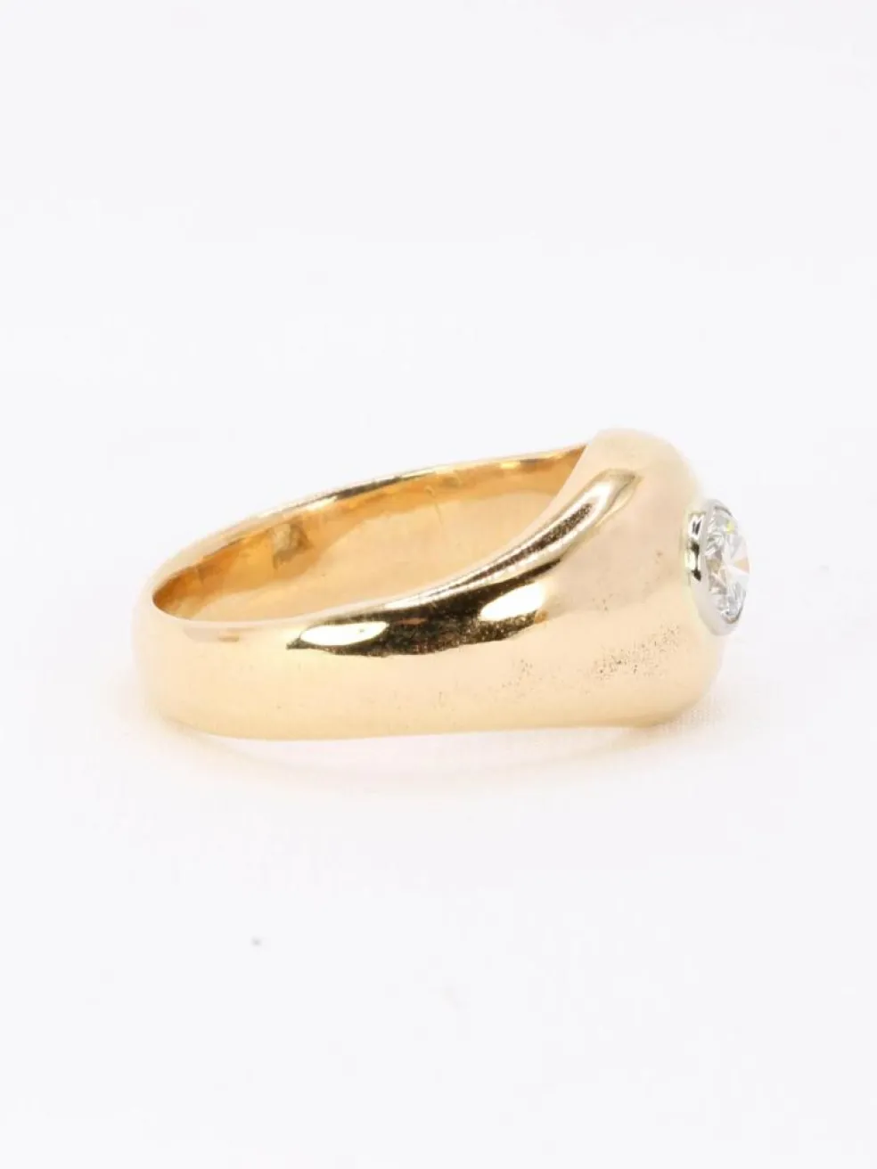 Bague jonc vintage or jaune diamant rond 0,5 carat