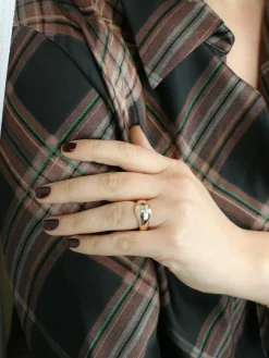 Bague jonc vintage or jaune diamant rond 0,5 carat