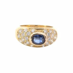 Bague Jonc Vintage Saphir, Diamant, Or Jaune