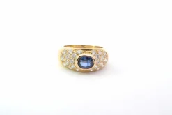 Bague Jonc Vintage Saphir, Diamant, Or Jaune