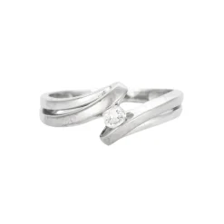 Bague joncs croisés or gris et diamant