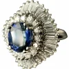 Bague Jupe avec saphir et diamants en baguette et brillant