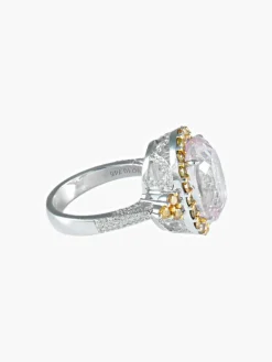 Bague Kunzite et Diamants jaunes
