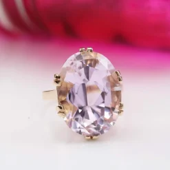 Bague kunzite vintage en or