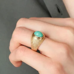 BAGUE « LA TURQUOISE » OR JAUNE