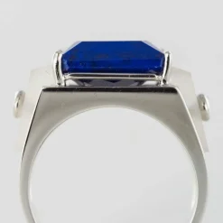 Bague lapis lazuli cristal de roche et diamants