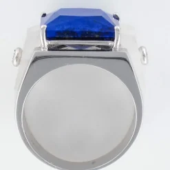 Bague lapis lazuli cristal de roche et diamants