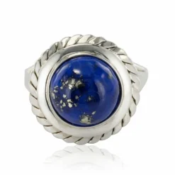 Bague lapis lazuli or blanc vintage