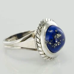 Bague lapis lazuli or blanc vintage