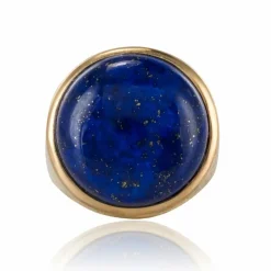 Bague lapis lazuli or jaune ciselé