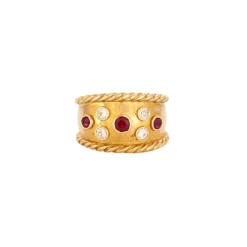Bague large Diamants & Rubis