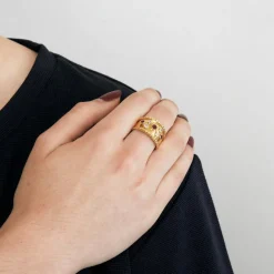 Bague large Diamants & Rubis