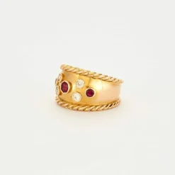 Bague large Diamants & Rubis