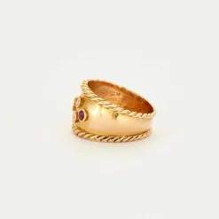 Bague large Diamants & Rubis