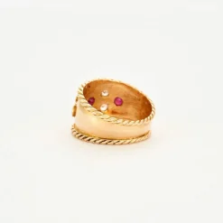 Bague large Diamants & Rubis
