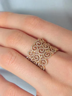 Bague large Diamants Or jaune