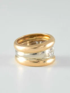 Bague large Diamants Or jaune