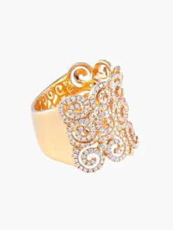 Bague large Diamants Or jaune