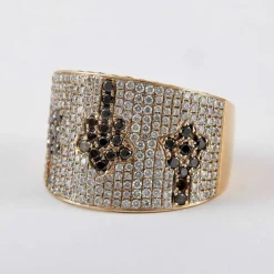 Bague large pavage Diamants Saphirs