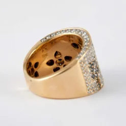 Bague large pavage Diamants Saphirs
