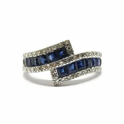 Bague lien en Or blanc, saphirs & diamants