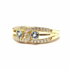Bague lien en Or jaune, aigues marine & diamants