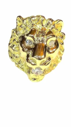 Bague Lion en or jaune 18 carats et diamants