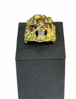 Bague Lion en or jaune 18 carats et diamants