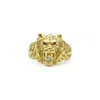 Bague lion or jaune diamant et rubis