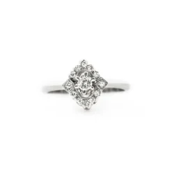 Bague losange en or blanc avec diamants de 0,20 carat