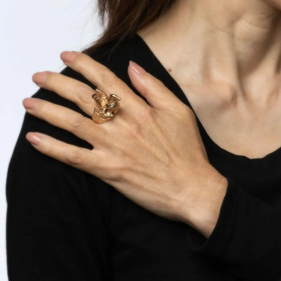 Bague éléphant vintage or jaune diamant