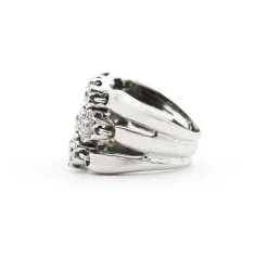 Bague maille souple en or blanc avec diamants