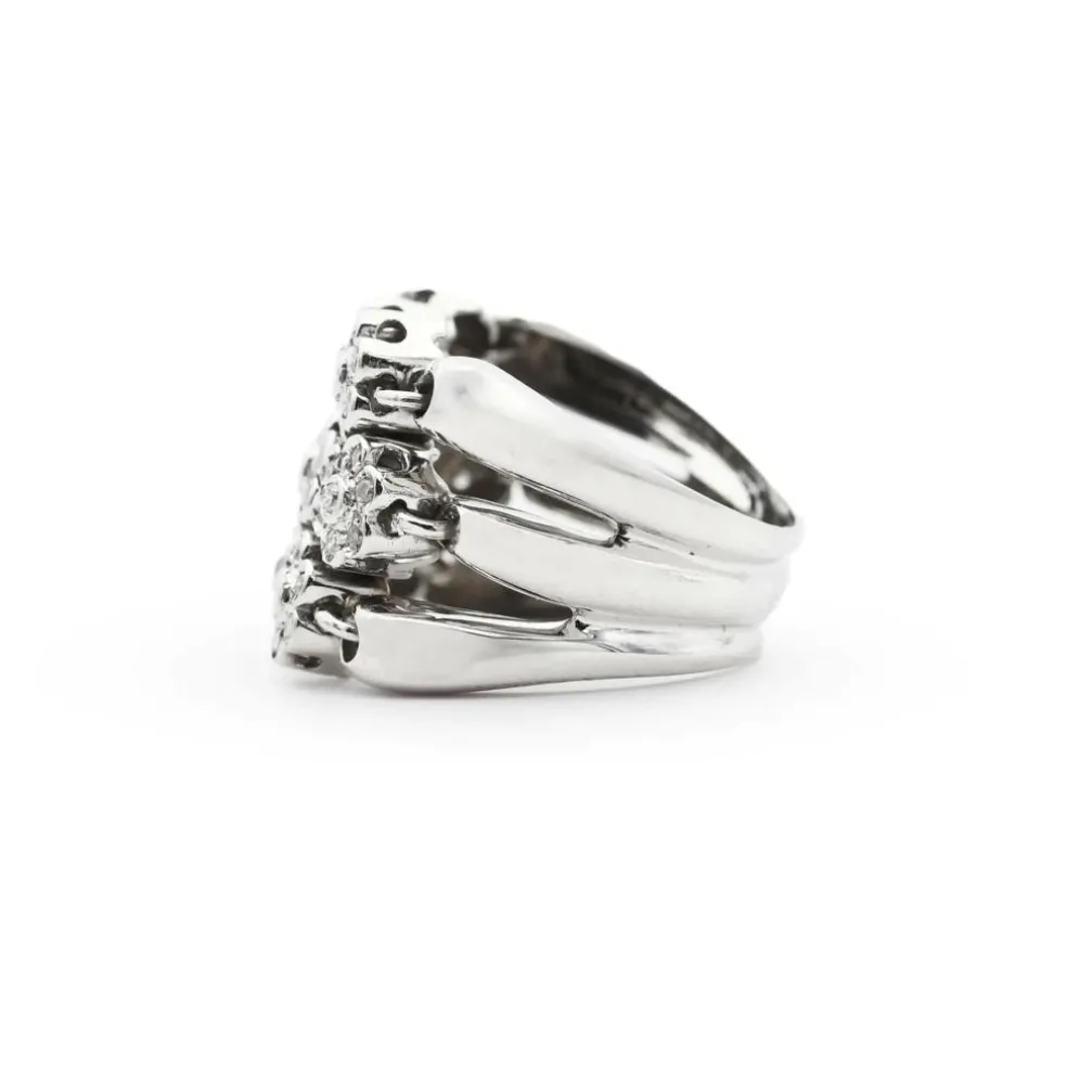 Bague maille souple en or blanc avec diamants