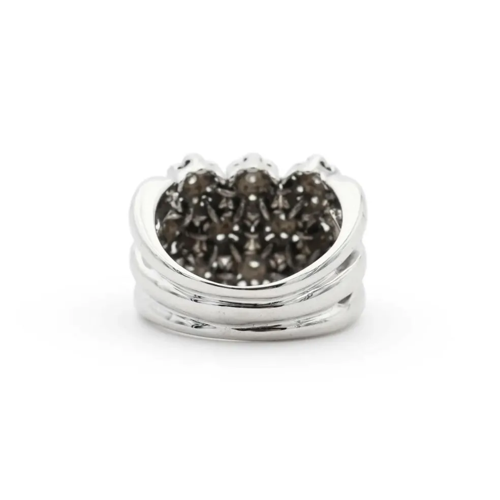 Bague maille souple en or blanc avec diamants
