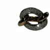 Bague maillon libre or rose, or blanc, pavée diamants