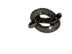 Bague maillon libre or rose, or blanc, pavée diamants