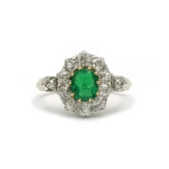 Bague Marguerite - Or jaune, émeraude et diamants