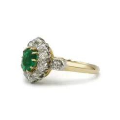 Bague Marguerite - Or jaune, émeraude et diamants